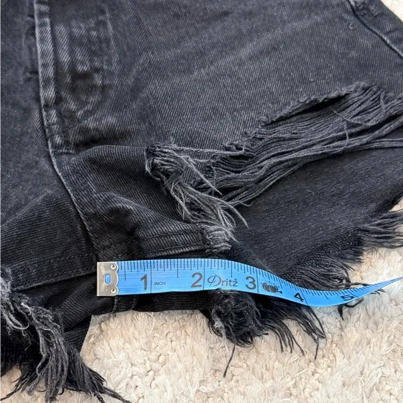 Women’s Zara High Waist Black Frayed Denim Shorts Size 0 - Picture 5 of 6
